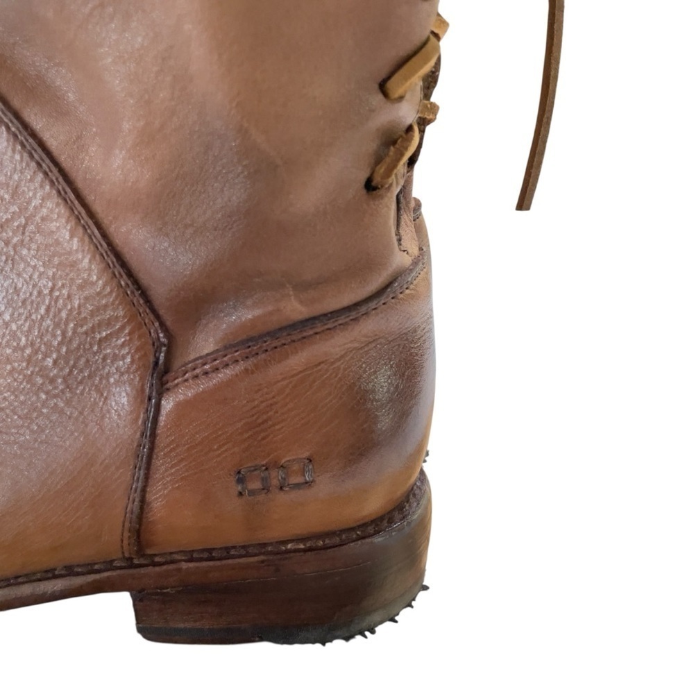 BED STU Women’s CHESHIRE BOOT Tan Glove Leather Lace Up Detail Combat Boots 8 - Picture 6 of 14